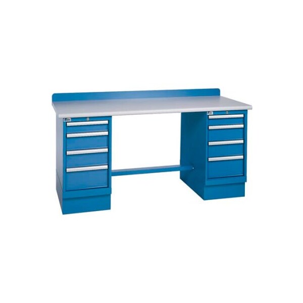 Lista International Technical Workbench w/4 Drawer Cabinets, Plastic Laminate Top - Blue XSTB63-72PT/BB - main